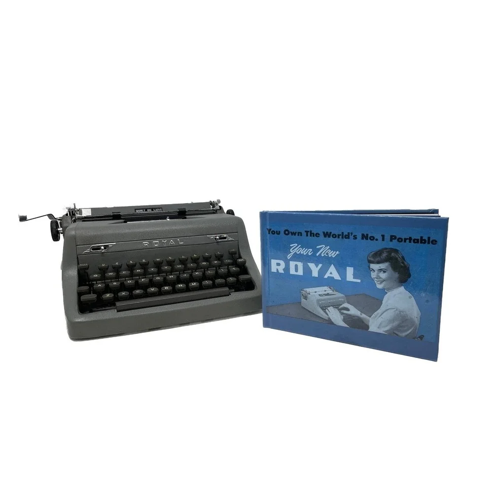 Vintage Royal Portable Typewriter Manual Quiet De Luxe Arrow Blue Hardcover
